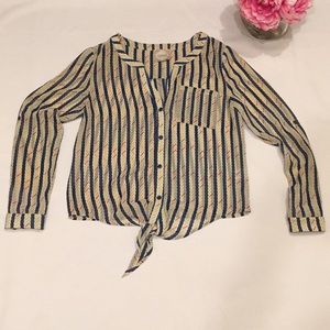 Alythea sheer tie waist blouse